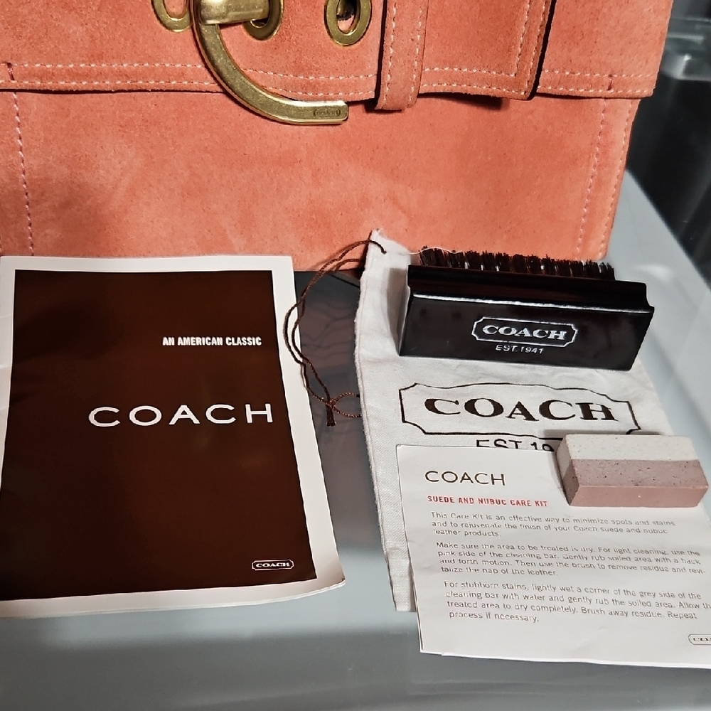 COACH NWT SOHO SUEDE SALMON PINK Crossbody Bag with Coach Suede Kit - Picture 13 of 15